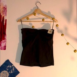 FREE PEOPLE olive green strapless top